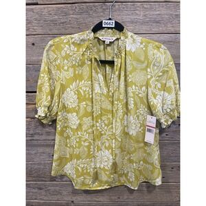 NWT Nanette Lepore Women's Eve Green Blouse Tie Neck Collar Size‎ X Small